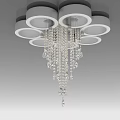 Elegant Modern Crystal Chandelier Design With Circular Shades And Hanging Pendants