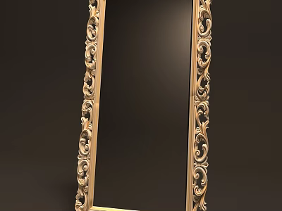 Ornate Gold Framed Mirror With Intricate Carvings And Classic Decorative Design 3d model