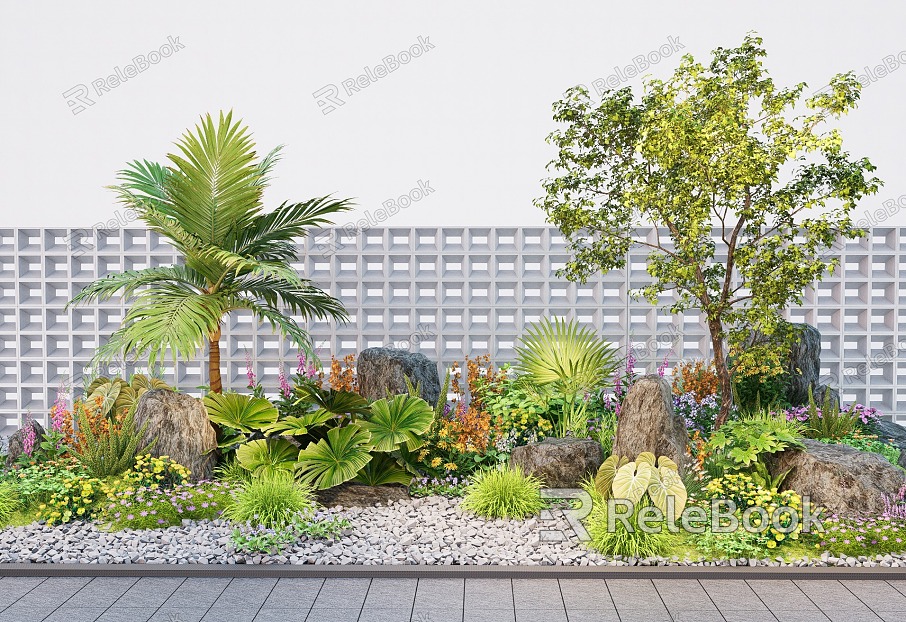 Landscape Plant Combination Flower Mirror Plant Group Plant Collocation Shrub Green Belt model