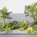 Diverse Outdoor Plant Combination With Palm Tree Greenery Stones And Gravel