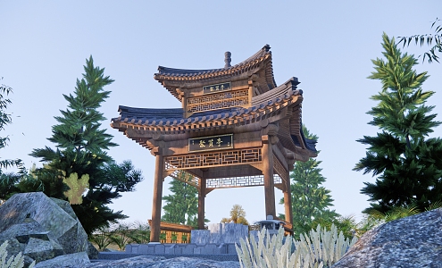 Chinese-style Pavilion Ancient Pavilion Double-layer Pavilion Landscape Pavilion Four-corner Pavilion Six-corner Pavilion Corridor Frame Landscape Small Building Lounge 3d model