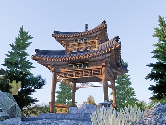 Chinese-style Pavilion Ancient Pavilion Double-layer Pavilion Landscape Pavilion Four-corner Pavilion Six-corner Pavilion Corridor Frame Landscape Small Building Lounge 3d model