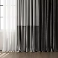 Layered White And Gray Curtains With Sheer And Thick Fabric Design For Window Interior