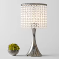 Modern Crystal Bead Table Lamp With Silver Base And Elegant Design 3d model