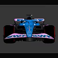 Stylish Blue And Pink Formula 1 Car With BWT Logo And Aerodynamic Design