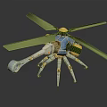 Space Exploration Probe With Green Blades Metallic Structure And Support Legs