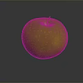 Fresh Green Apple With Yellow Spots On Shiny Surface And Dark Background
