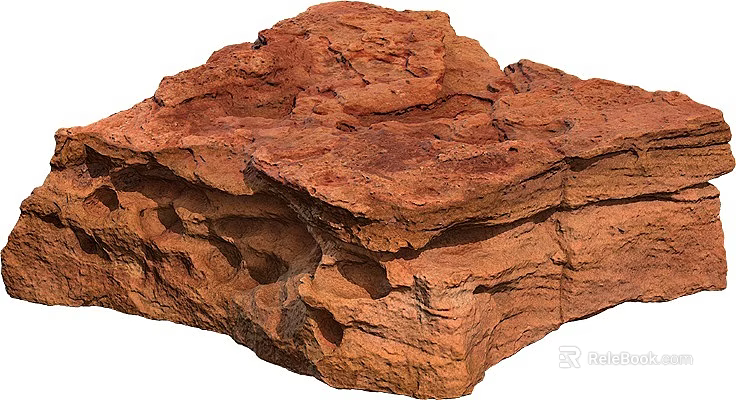 Red Layered Stone And Natural Wood Texture For Interior Design Projects 3d model 