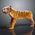 Decorative Striped Tiger Model In Standing Pose With Shiny Surface 3d model