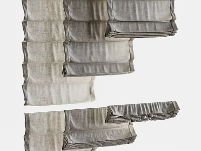 Modern Roman Blinds in Linen Fabric with Neutral Tones for Stylish Window Decor 3d model