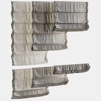 Modern Roman Blinds in Linen Fabric with Neutral Tones for Stylish Window Decor 3d model