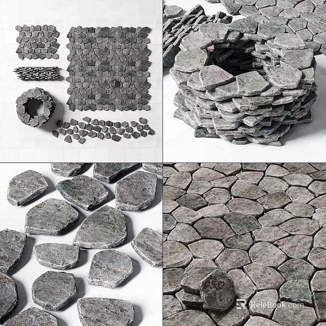 Stacked And Arranged Natural Stone Slabs For Decorative Interior Use 3d model 