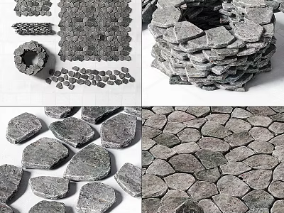 Stacked And Arranged Natural Stone Slabs For Decorative Interior Use 3d model