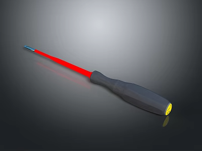 Durable Household Screwdriver With Red Shaft Black Handle And Yellow Tip 3d model