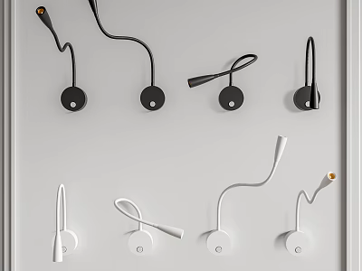 Modern Black and White Wall Lamps With Stylish Curved Designs For Home Decor 3d model