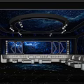 Modern KTV Lounge Interior With Starry Sky Ceiling Blue Lighting And Comfortable Sofas 3d model