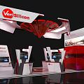 VeriSilicon Exhibition Booth Modern Design Featuring Display Screens And Red White Elements