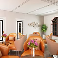 Rural Revitalization Consulting Center Reception Area With Yellow White Sofas Coffee Tables TV And Greenery