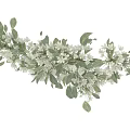 Decorative Transparent Glass Vase With Lush White Flowers And Green Leaves