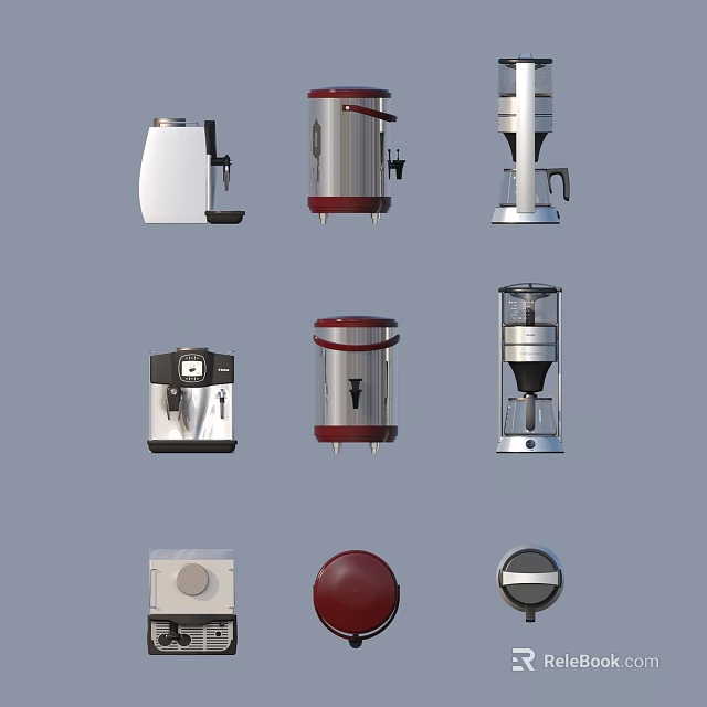 Modern Household Coffee Makers In Various Styles And Functional Designs 3d model 