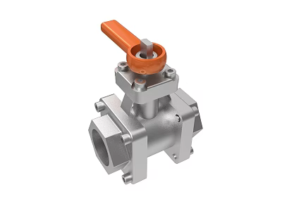 Stainless Steel Industrial Valve With Orange Handle For Pipeline Systems 3d model