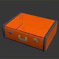 Vibrant Orange Storage Box With Metal Trim And Sturdy Handle For Home Use