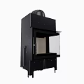 Modern Black Metal Freestanding Fireplace Interior Design With Glass Door And Firebox