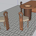 Modern Wooden Table And Chairs Set With Round Top And Cylindrical Base