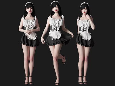 Modern Maid Beauty Figure cosplay Waiter Figure Dance Figure Skirt Figure 3d model