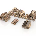Arbor Firewood Stacked Natural Logs In Various Sizes For Burning 3d model