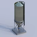 Industrial Vertical Storage Tank With Steel Support Legs And Pipeline Structure