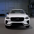 White Volvo SUV With Modern Design And Black Wheels In Spacious Industrial Hall
