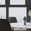 Modern Living Room Interior With Gray Sofa Marble Coffee Table Hanging Plants And Large Windows