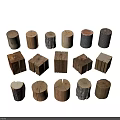 Stone Wood Decorative Blocks With Cylindrical Square Shapes And Natural Textures