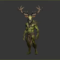 Mythical Deer Like Creature With Green Skin Large Antlers And Muscular Body