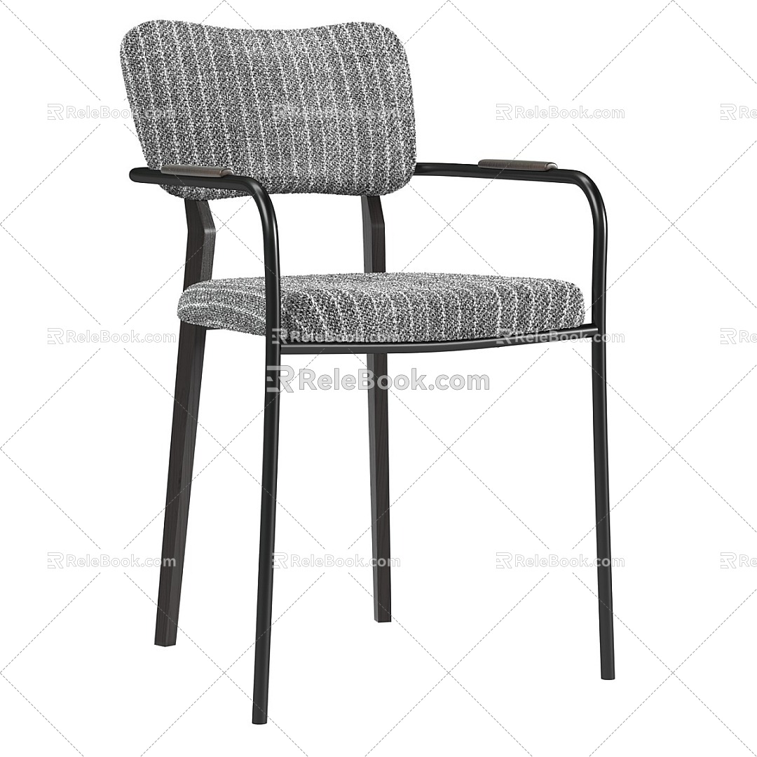 Modern Simple Gray Dining Chair Single Chair 3d model