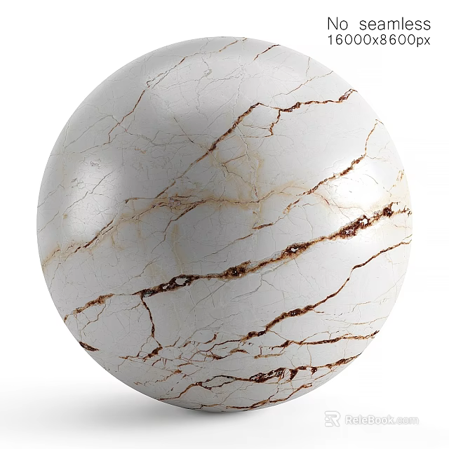 Spherical Marble Component With White Surface And Brown Cracked Texture 3d model 