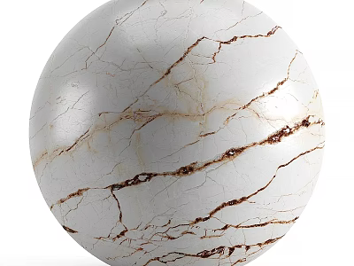 Spherical Marble Component With White Surface And Brown Cracked Texture 3d model
