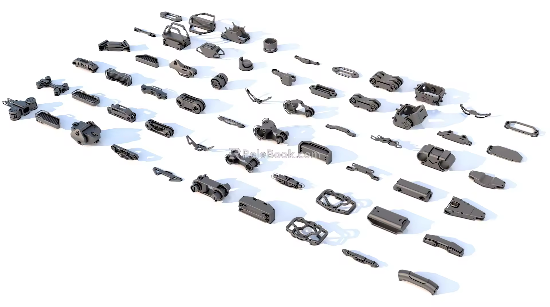 Hard surface mechanical parts combination of mechanical parts 3d model