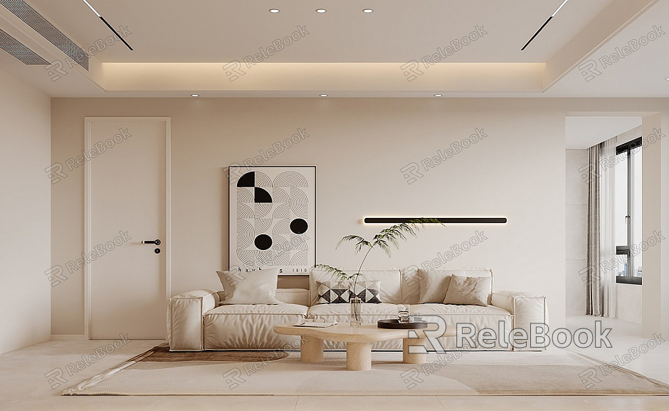 modern living room cream living room model