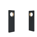 Black Columnar Outdoor Lights With Round Illuminated Ring For Garden Path And Lawn Area