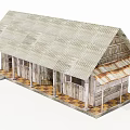 Rural Self built House with Wooden Structure Corrugated Iron Roof and Front Porch Tiled Floor