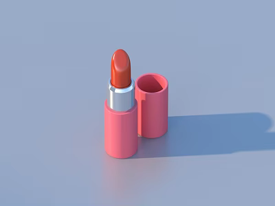 Chic Orange Lipstick with Pink Case for Beauty Cosmetics Collection 3d model