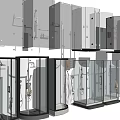 Various Modern Shower Head Designs With Glass Enclosures And Chrome Fixtures