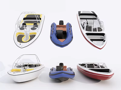 Different Types of Boats with Various Designs and Colorful Exteriors 3d model