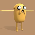 Yellow Cartoon Character With Big Eyes Open Arms And Simple Limbs