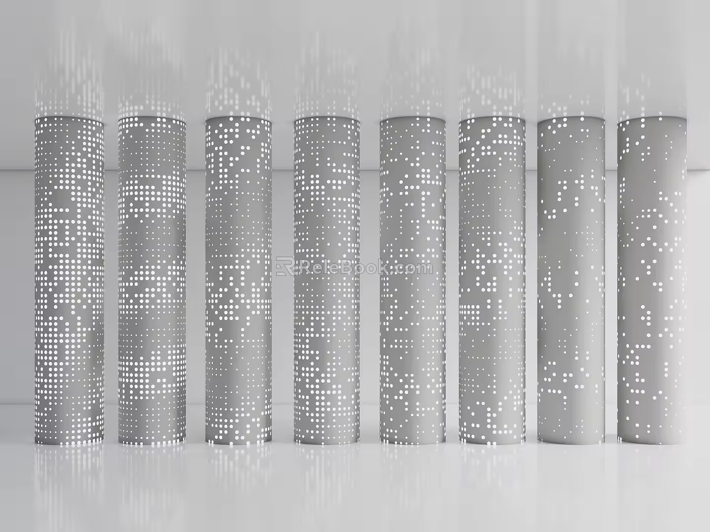 Hollow Cylinder Transparent Column Luminous Stainless Steel Column Science and Technology Decorative Column Gradient Perforated Column 3d model