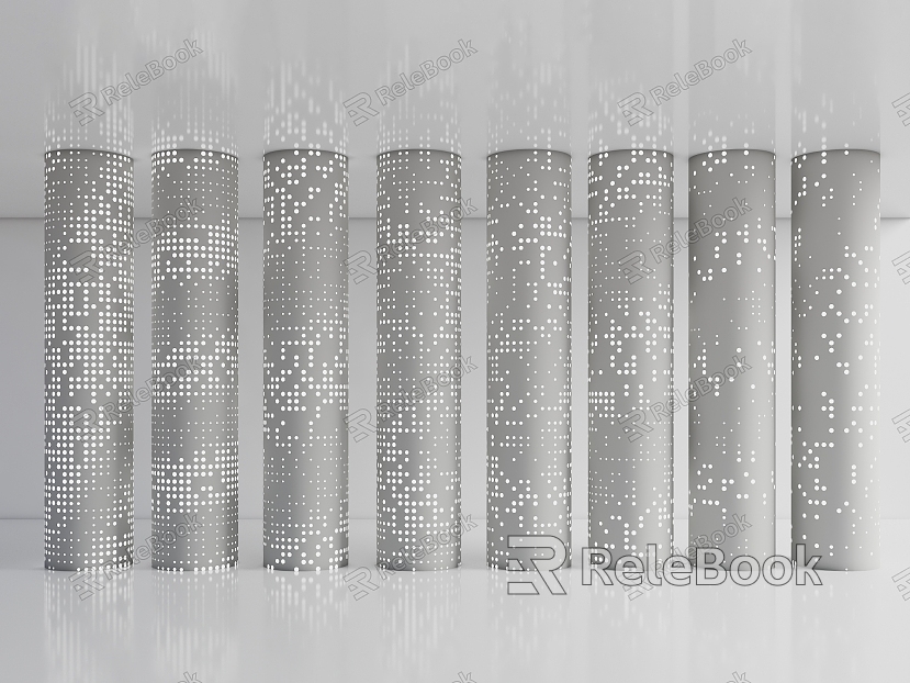 Hollow Cylinder Transparent Column Luminous Stainless Steel Column Science and Technology Decorative Column Gradient Perforated Column model