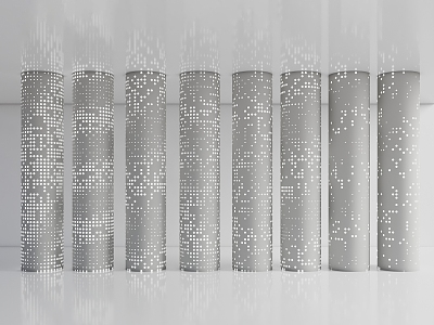 Hollow Cylinder Transparent Column Luminous Stainless Steel Column Science and Technology Decorative Column Gradient Perforated Column 3d model