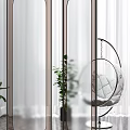 Colored Glass Room Dividers With Textured Patterns And Plants In Modern Interior